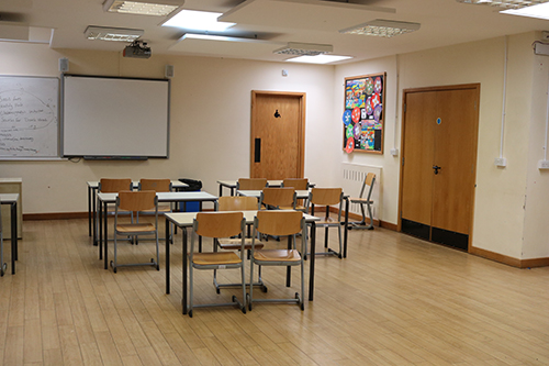 "Interior of the Learning Hub with study areas.