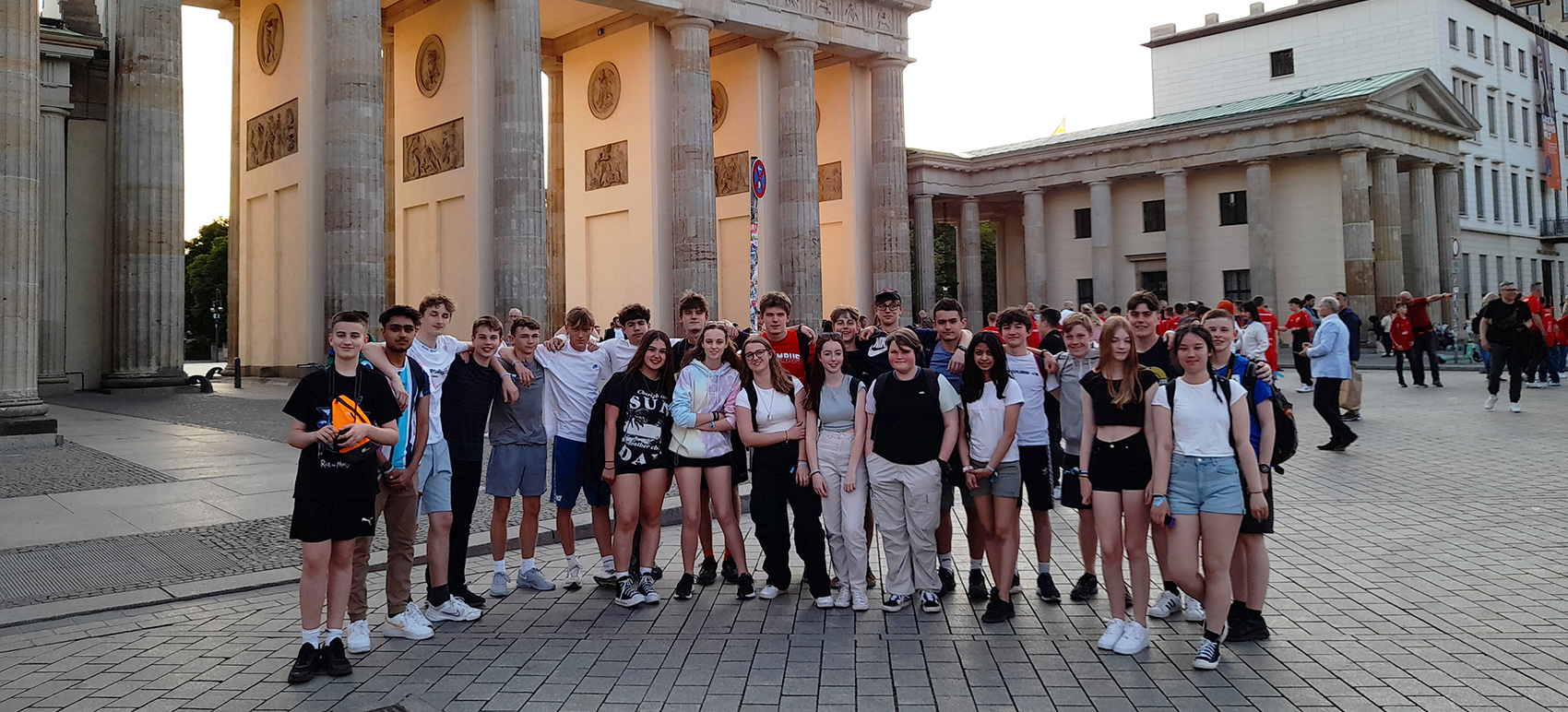 Kennet School pupils visiting the Brandenburg Gate during a German trip to Berlin